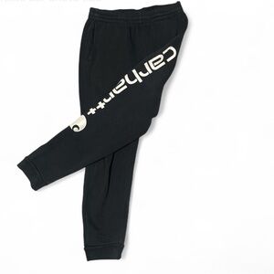 Black Carhartt sweatpants with white logo